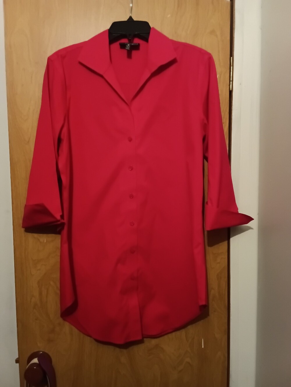 Foxcroft Bright Red Longline Button-Down Shirt